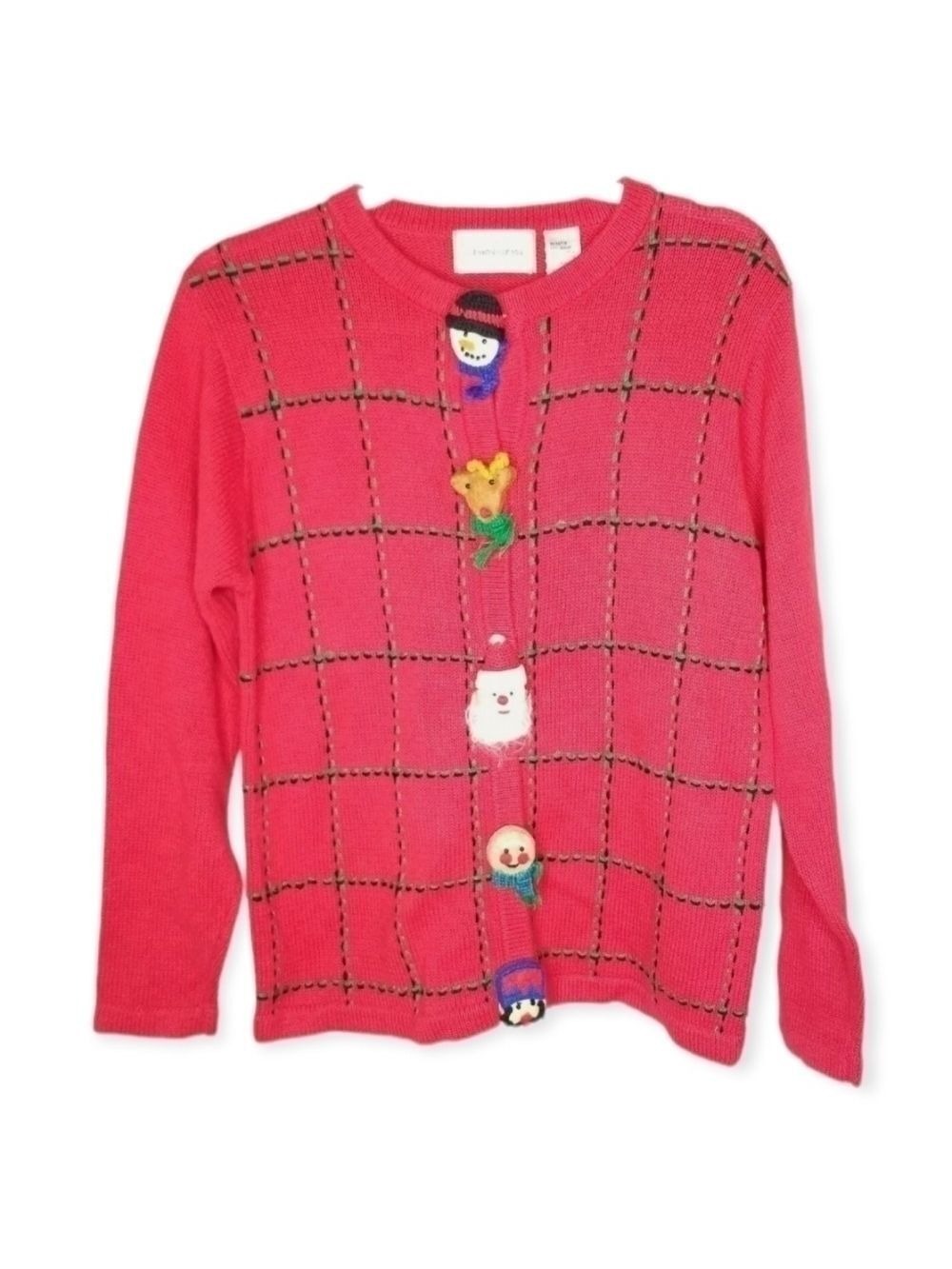 Vintage Lemon Grass Christmas Sweater Cardigan Size Small
